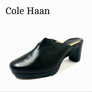 COLE HAAN MULE CLOGS BLACK LEATHER SIZE 9B